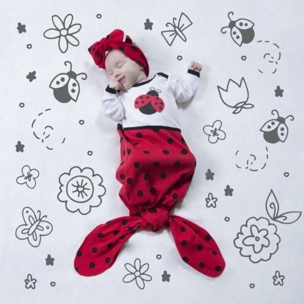 Baby Girl Ladybug Knotted Onesie